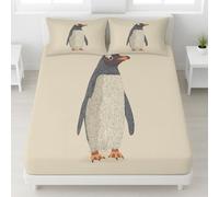 European Single Fitted Sheet 90 x 200 CM - Bed Sheets Luxury Resistant Bedding Sheets 2 Piece, Nordic Minimalist, Hand-drawn, Cartoon, Penguins, Animals, Suitable for Adults