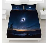 European Single Fitted Sheets - Ultrasoft Blue Bed Sheets Breathable and Luxury Resistant Bedding Sets 2 Piece with Pillowcase with zipper closure30 CM Deep Hotel Fantasy Scenery Sun