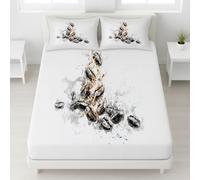 European Single Fitted Sheets - Ultrasoft White Bed Sheets Breathable and Luxury Resistant Bedding Sets 2 Piece with Pillowcase with zipper closure30 CM Deep Hotel Minimalist Food Coffee