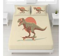 European Single Fitted Sheets - Ultrasoft Yellow Bed Sheets Breathable and Luxury Resistant Bedding Sets 2 Piece with Pillowcase with zipper closure30 CM Deep Hotel Cartoon Animals Dinosaur.