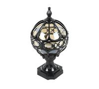 European Solar Post Cap Light With Globe Glass Shade Outside Column Lantern With Pier Mount Rainproof Street Lamp For Patio, Garden, Walkway,Black-Small (Black M)
