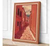 European Street at Dusk Canvas Wall Art Print 30x20 Inch (76 x 51 cm)