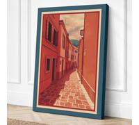 European Street at Dusk Canvas Wall Art Print 30x20 Inch (76 x 51 cm)