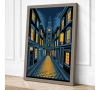 European Street at Evening Canvas Wall Art Print 24x16 Inch (61 x 41 cm)