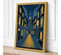European Street at Evening Canvas Wall Art Print 24x16 Inch (61 x 41 cm)