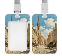 European Street View Sliding Id Badge Holder Heavy Duty Waterproof Badge Clip Plastic Key Card Work Holder Case Vertical Sleeve Pocket for Teacher Student