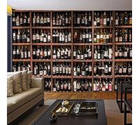 European Style 3D Wallpaper Modern Red Wine Bottles Wooden Wine Rack Photo Wall Murals Cafe Bar Restaurant Backdrop Wallpapers,450cm(W) x 300cm(H)