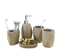 European Style 5 Piece Ceramic Bathroom Set Toothbrush Cup Rinse Cup Soap Dispenser Soap Stand Elegant Wash Suite for Home Decor and Bathroom Essentials