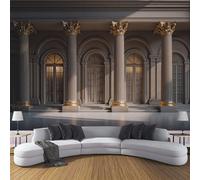 European Style Architecture Wallpaper 200 x 140 cm, Grey Wall Murals Louvre Columns Print Photo Wall Mural, for Living Room Bedroom Children's Room Home Hallway Lounge Decoration