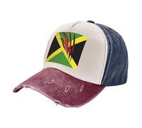 European Style Baseball Caps, Vintage Washed Denim Hat with Jamaica Flag Design, Fashion Forward Unisex for Trendy Looks 1 One Size