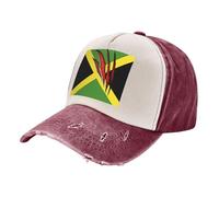 European Style Baseball Caps, Vintage Washed Denim Hat with Jamaica Flag Design, Fashion Forward Unisex for Trendy Looks 2 One Size