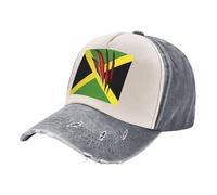 European Style Baseball Caps, Vintage Washed Denim Hat with Jamaica Flag Design, Fashion Forward Unisex for Trendy Looks 3 One Size