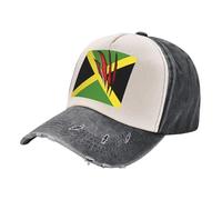 European Style Baseball Caps, Vintage Washed Denim Hat with Jamaica Flag Design, Fashion Forward Unisex for Trendy Looks 4 One Size