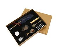 European Style British Retro Dip Pen Set with Stainless Steel Nib, Gold Sprinkled Quill Writing Kit for Calligraphy, Includes Ink Bottle and Wax Seal Tools for Teachers Elders (SP094933 sprinkled