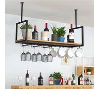 European Style Ceiling Hanging Wine Glass Holder Elegant Wrought Iron And Solid Wood Storage Rack For Bar And Kitchen Display Easy Ceiling Installation White,80 * 30 * 60,Black-80*30*60cm(31*12*24 i