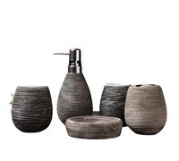 European Style Ceramic Bathroom Set 5 Piece Bathroom Accessories Includes Toothbrush Holder Soap Dispenser Soap Dish Rinse Cup Elegant Bath Decor.