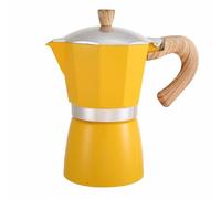 European Style Coffee Pot with Wood Grain Handle, Turkish Coffee Maker Mocha Pot, Espresso Percolator Stovetop Moka Pot for Electric Stove, Outdoor Portable Coffee Making Tools ( Color : Yellow , Size
