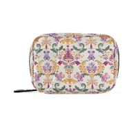 European-Style Colorful Retro Patterns Pill Bags with Detachable Compartments Portable Pill Organizer Large for Purse