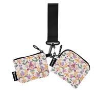 European-Style Colorful Retro Patterns Women's Coin Pouches Card Holder Small Detachable Credit Card Wallet Case with Zipper Coin Pocket for Work Travel 2 Pcs Recto Verso