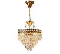 European Style Copper Crystal Ceiling Hanging Lamp Luxury French Crown Small Living Room Bedroom Bedside Pendant Light Novel Decorated Chandelier Interesting Life