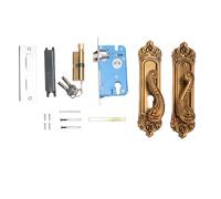 European Style Door Handle Lock Set Aluminum Silent Retro Interior Entry Door Lever Lock with 3 Keys for Home Bedroom Bathroom