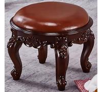 European Style Faux Fur Ottoman Stool Retro Leather Footrest for Sofa Coffee Table Shoe Changing Bench Perfect for Bedroom & Living Room Decor