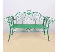 European Style Garden Bench, Metal Outdoor Bench With Exquisite Carvings For Patio, Park, Lawn, Yard(Green)