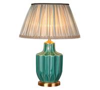 European Style Green Glazed Ceramic Desk Lamp, Minimalist Nightstand Lamp, Large Table Lamp for Home Decoration, Modern Lighting for Living Room & Bedroom