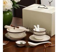 European-Style High-End Luxury Tableware Set,French Rattan Pattern 12-Piece Dinnerware Set for 2, Dishwasher, Microwave, Disinfection Cabinet and Oven Safe