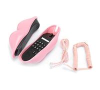 European Style Landline Phone, Fashionable Desktop Telephone Base with Lips Shape Design, Beautiful and Practical Home Office Landline (Pink)