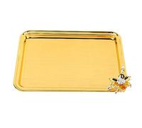 European Style Light Luxury Gold Serving Tray for Lunch Dinner Cutlery Wine Coffee Tea Fruits Decorative Rectangular Gold Serving Tray Food Service Tray (L)