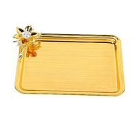 European Style Light Luxury Gold Serving Tray for Lunch Dinner Cutlery Wine Coffee Tea Fruits Decorative Rectangular Gold Serving Tray Food Service Tray (S)