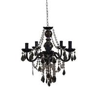 European Style Living Room Black Acrylic Chandelier Simple Dining Lamp Retro Iron Candle Fixtures(Five)