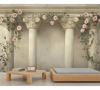 European Style Mural Wallpaper, Roman Columns Wall Mural, Roman Columns in Villa Wallpaper for Living Room Bedroom Study TV Background Decor - 400x280cm
