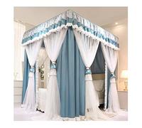 European Style Palace Bed Canopy Mosquito Net, Girls Princess Room Single Double Romantic Bed Curtain, with Bracket/Blue/180 * 200Cm
