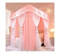 European Style Palace Bed Canopy Mosquito Net, Girls Princess Room Single Double Romantic Bed Curtain, with Bracket/Blue/180 * 200Cm