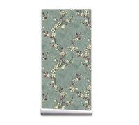 European Style Peel and Stick Vintage Floral Wallpaper Removable Self Adhesive Vinyl Floral Shelf Liner Contact Paper for Walls Furniture Cabinets Dresser Drawer Decal 17.7x117 Inches (Light Blue)