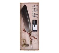 European Style Quill Pen High Smoothness Ideal Set Retro Feather Pen for Calligraphy Practice Zinc Alloy (Grey)