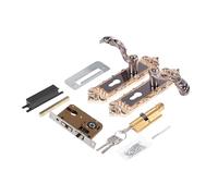 European Style Retro Aluminum Alloy Vintage Door Lock Interior Anti Theft Room Door Lock Provide Excellent Security Modern Design for Home Office Hotel Bathroom Gold 21 x 5.5cm 3