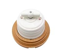European Style Retro Ceramic Switch Socket 16A Wall Electrical For Home Improvement(3-hole Wood Base)