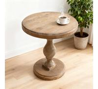European-Style Retro Solid Wood Coffee Table - 60cm Round Dining Table for Home Hotel Cafe & Balcony - Vintage Distressed Finish for Leisure & Modern Decor