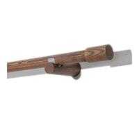 European-style simple solid wood curtain rod walnut color single/double rod Roman rod with load-bearing rings (Color : Type A/Single Rod, Size : 55.1 inches)