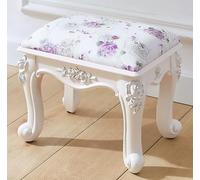 European Style Square Ottoman Stool with Soft Cushion - Small Low Foot Stool for Living Room Bedroom & Hallway - Versatile Purple Sofa Seat