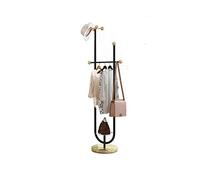 European Style Suit Stand,Light Luxury Display Stand with Marble Base,Coat Pipe Shelf with Stainless Steel Storage Rack and 6 Hooks,for Entryway,Living Room,165cm(Size:165 * 52CM,Color:B)