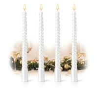 European-Style Taper Candles with Gold Card Threaded Design, Set of 4 - Long-Lasting 8-Hour Dripless Spiral Candles for Wedding, Christmas, Dinner Table, Party & Birthday