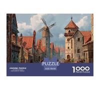 European Style Town Jigsaw Puzzles for Adults The Impossible Challenge 1000 Pieces Difficult Hard Jigsaw Puzzles for Man And Woman with Letters on Back 70x50cm/1000pcs