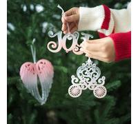 European Style Transparent Plastic Hanging Ornaments for Christmas For Trees Featuring Multiple Designs Like Carriage Snowflake and Crown for Festive Seasonal Decor (Moose + Snow Sled)