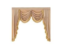 European Style Velvet Decorative Window Curtain Cascade Swag for Living Room Light Coffee W155CM (2 Swags)