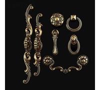 European Style Vintage Furniture Handles Bronze Antique Kitchen Cabinet Knobs Wardrobe Handle Single Hole Drawer Pull-Tabs(6-96mm)