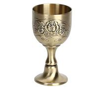 European Style Vintage Hand-Made Pure Copper Engraving Flower Pattern Small Liquor Cup Cocktail Wine Glass Goblet(Brass 8x4cm)